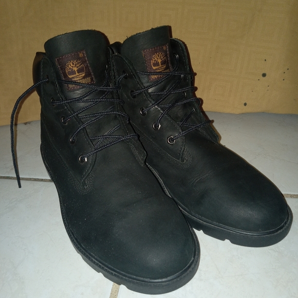TIMBERLAND boots sz 7 PREMIUM WATERPROOF  Leather Black Youth/Men unisex - Picture 3 of 9